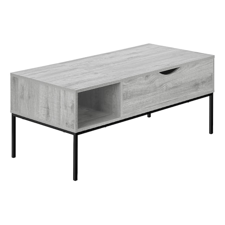 Monarch Specialties Coffee Table, 42 in. L, Rectangular, Cocktail, Lift-top, Grey, Black Metal, Contemporary, Modern I 3805